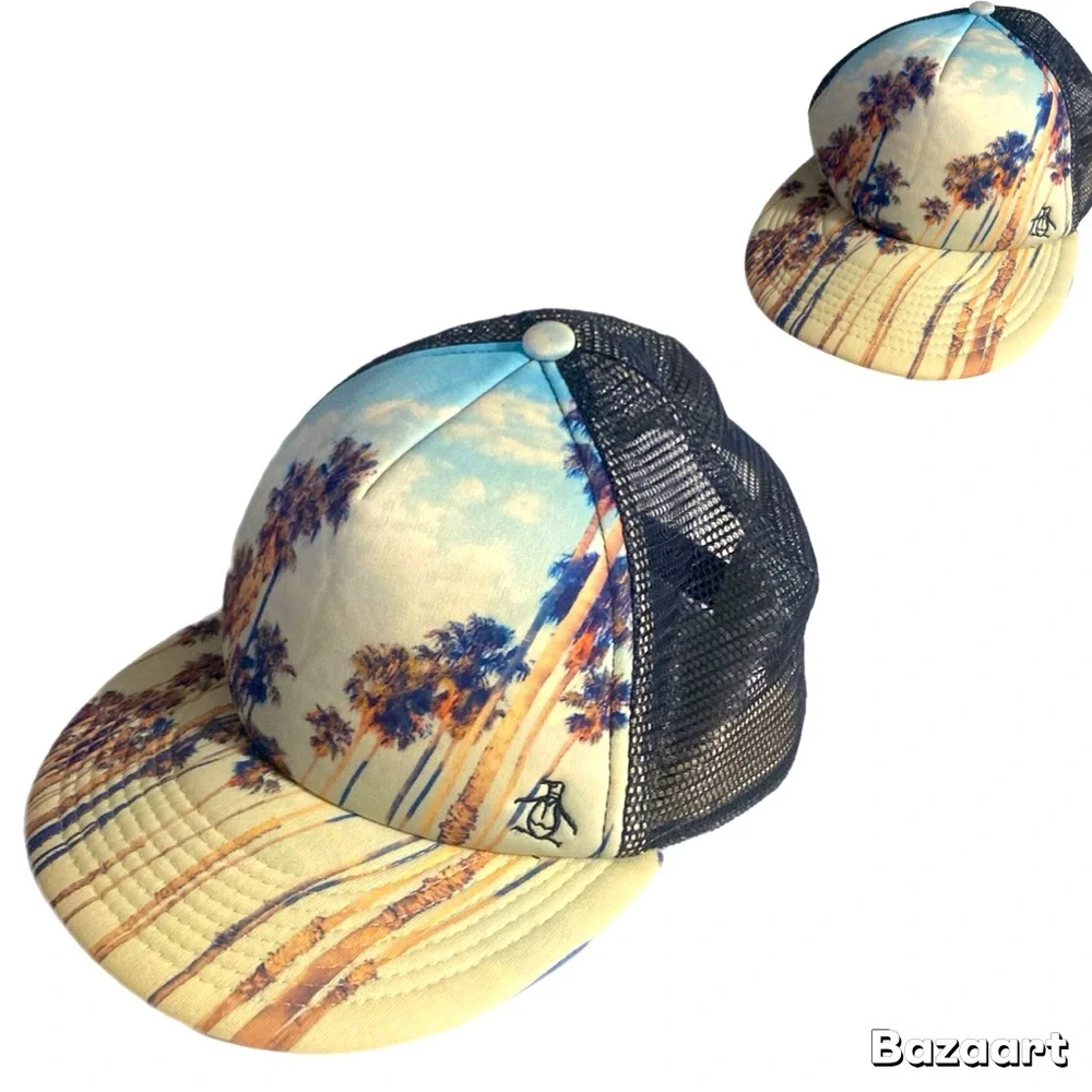 Original Penguin SnapBack Hat, Cap, Blue Sky, Palm trees, Novelty, OS, NWOT - Picture 11 of 13